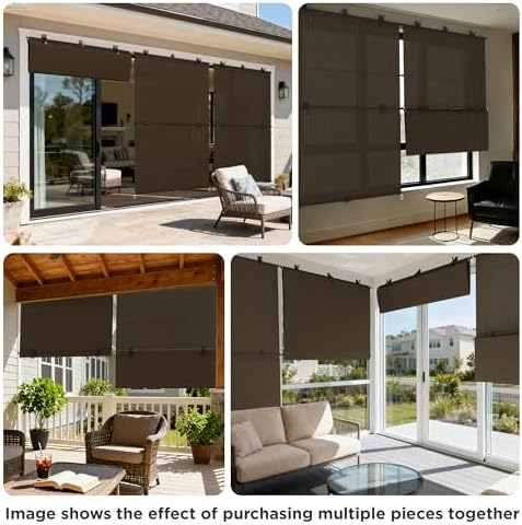 Outdoor Roller Shade 6'W x 14'H Cordless Shades Roll Up, Folding Exterior Patio - Image 6