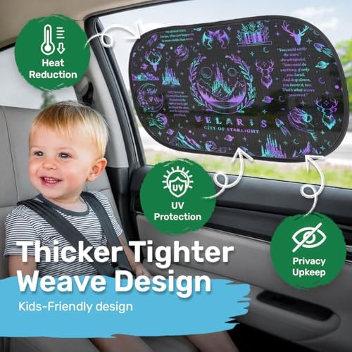 GENANY Purple Fantasy City Car Side Window Sun Shades 2 Piece 21 x 14 Inch - Image 2