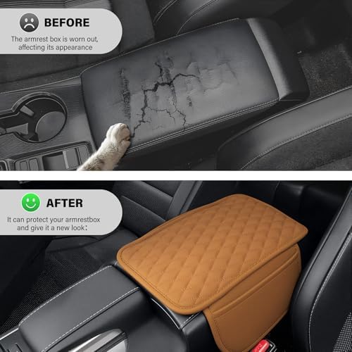 Amiss Car Center Console Cover, Upgraded Leather Car Armrest Cushion - Image 5