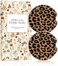 Swooflia Elegant Ceramic Car Coasters Classic Brown Leopard Car Accessories by Swooflia