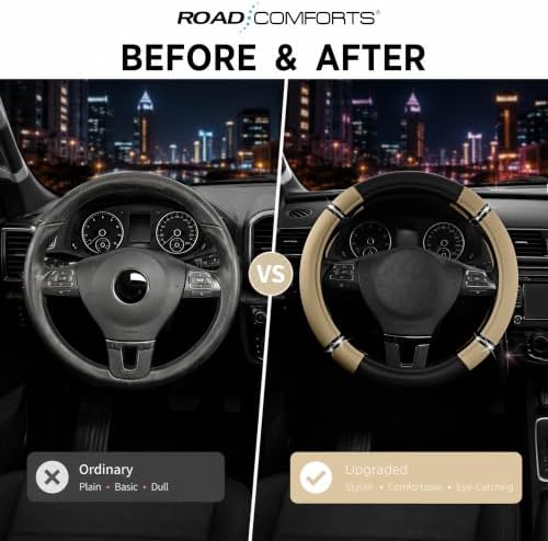 Road Comfort Leather Steering Wheel Cover – Premium Anti-Slip Car Steering - Image 3