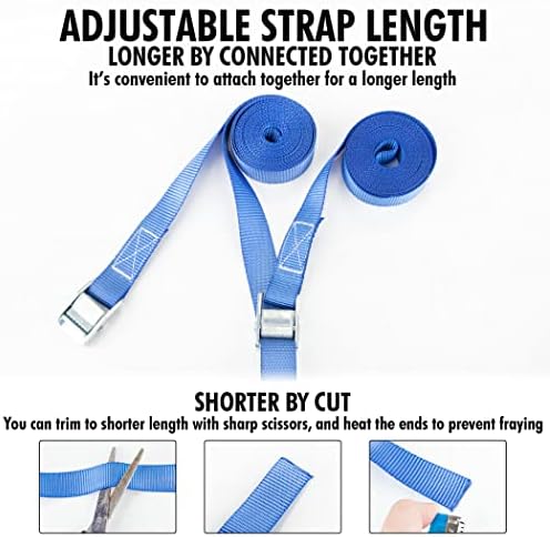 Cartman 1" x 12 ft Lashing Straps, 6 Pack, 600 lb Break Strength - Image 5