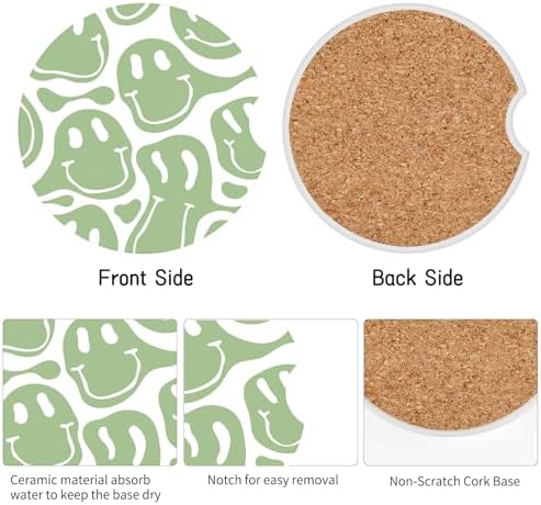 Car Coasters, 2.56 inches Ceramics Heat Resistant Anti Slip Cork Base Car - Image 3