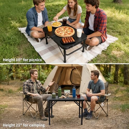Small Camping Table 2Ft X 1.3Ft, Aluminum Portable Adjustable Table - Image 4