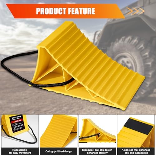 Wheel Chocks for RV Trailer, 4 Pack Non Slip Wheel Chocks for Travel Trailers - Image 4