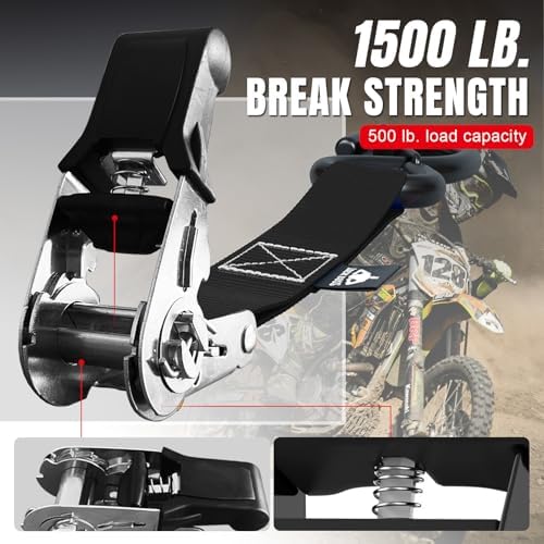 Jack Boss 1500 lbs Break Strength Ratchet Tie Down Straps Set, Fits - Image 2