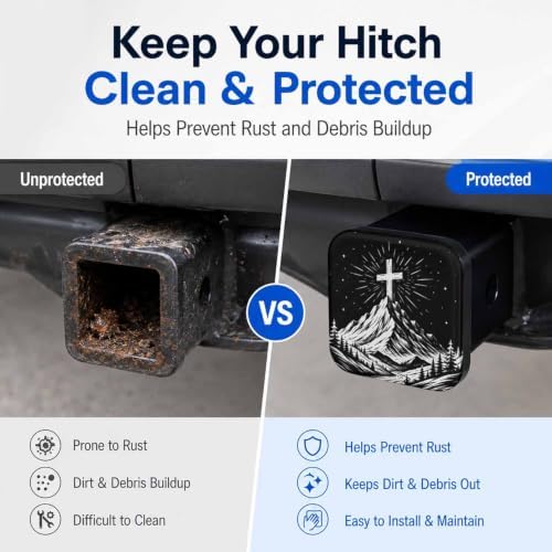 Hitch Cover Receiver Tube Hitch Plug Christian Cross, Tool-Free Install Tow - Image 5