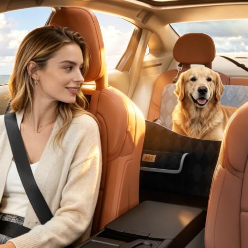 Dog Car Seat for Medium/Large Dogs up to 55lbs, 4-Pocket Storage Memory Foam - Image 4