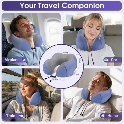 CloudBliss Memory Foam Travel Neck Pillow Airplane, 2 Pack - Image 7