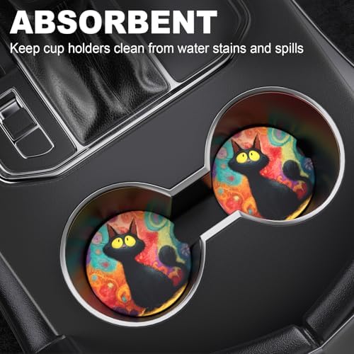 2 Pack Car Cup Holder Coaster, 2.63 inch Anti Slip Insert Absorbent Ceramic Car - Image 2