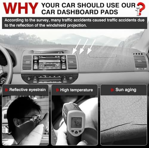 Autorder Dashboard Cover Mat for 2000-2006 Toyota Camry Accessories Dash Cover - Image 2