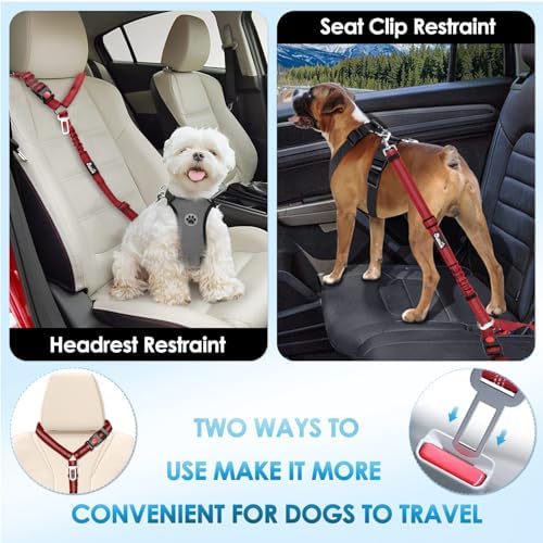 Lukovee Dog Seat Belt, 2 Pack, 3-in-1 Headrest & Seatbelt Clip & Latch - Image 3