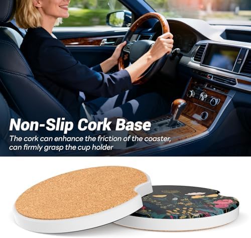 Car Cup Holder Ceramic Coasters 2 Pack, 2.56 in Anti Slip Absorbent Coaster - Image 6