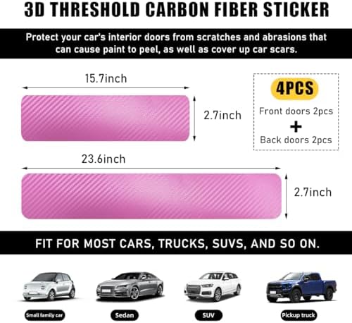 Ohleats 4 PCS Car Door Sill Protectors, Anti Scratch Carbon Fiber Auto - Image 2