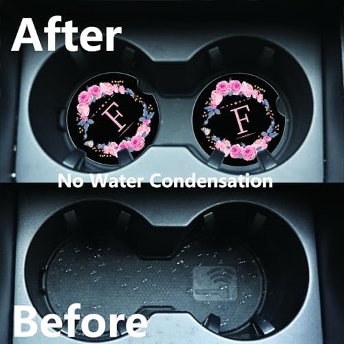 2pcs Letter F Car Coasters, Absorbent Universal neoprener Cup Holder Coasters - Image 5