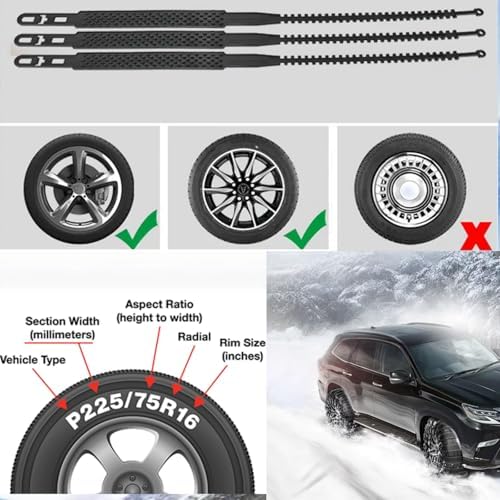 10 Pack Tire Chains, Universal Emergency Tire Chains, Adjustable Plastic - Image 4