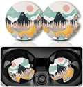 Yonlevres Car Coasters for Cup Holders, Boho Abstract Mountain, 2 Pack by Yonlevres