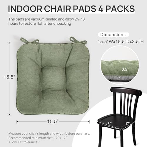 Love's cabin Memory Foam Chair Cushions Set of 4, 15.5 Inch - Image 2