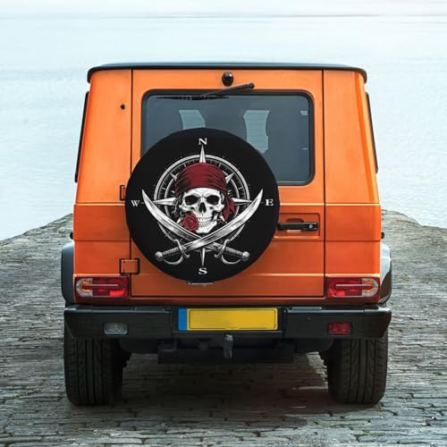 Pirate Skull Compass Spare Tire Cover Waterproof Wheel Cover 14 Inch Universal - Image 2
