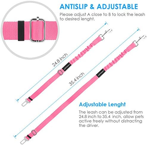 URPOWER 2 Pack Dog Seat Belt, Retractable Dog Car Harness Adjustable Pet Safety - Image 5