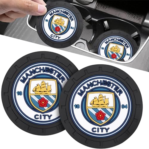 Cup Holder Insert Coaster for Manchester City UEFA Fans, Anti Slip Car Cup by Tuzinano