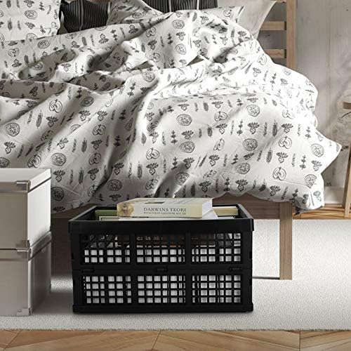 Saedy Black Stacking Milk Crates, 34-Quart Collapsible Container Bin 2 Pack - Image 3
