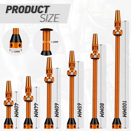 BWSHLF Tubeless Presta Valve Stem 40/44/55/60/65/80/100 mm, Super Light Alloy - Image 5