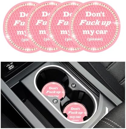 4 PCS Bling Car Cup Coaster, 2.75 Inch Anti-Slip Cup Holder Insert Coasters by Sylvil