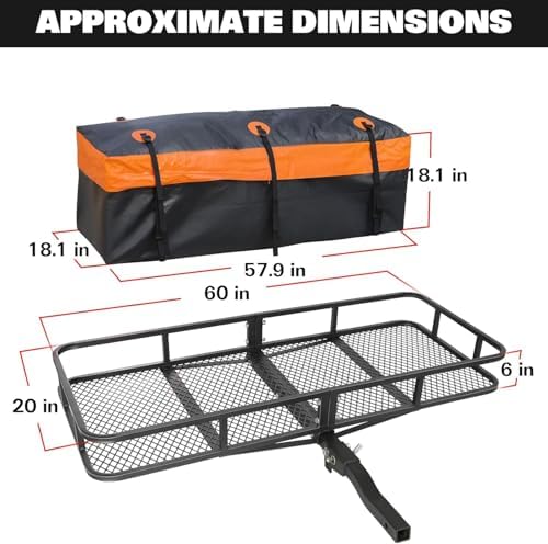 WEIZE Folding Hitch Mount Cargo Carrier 60" x 20" x 6", 500 lbs Capacity Hitch - Image 3