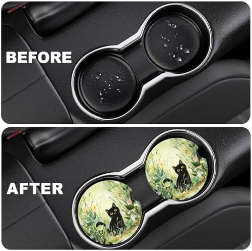 2 Pack Car Cup Holder Coaster, 2.63 inch Anti Slip Insert Absorbent Ceramic Car - Image 5