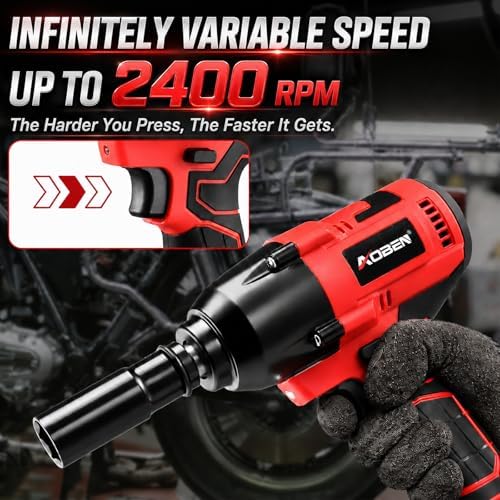 AOBEN Cordless Impact Wrench 1/2 Inch, Power Impact Gun Kit, Max - Image 3