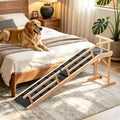 74" Wooden Dog Ramp with Platform & Wheels Gentle Slope Non-Slip by PiChongspace