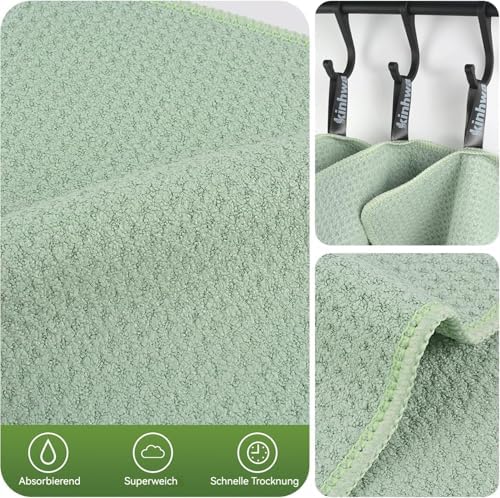 KinHwa Waffle Microfiber Dish Cloths Green Kitchen Towels, Washcloths - Image 3