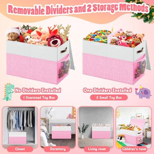 Large Toy Storage Box with Lid & Dividers, Kids Toy Chest - Image 6
