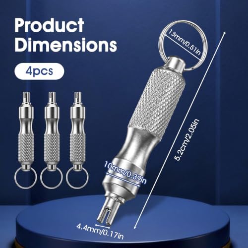 Yolev 4 Pcs Valve Core Removal Tool Keychain, Stainless Steel Tire Valve Stem - Image 2