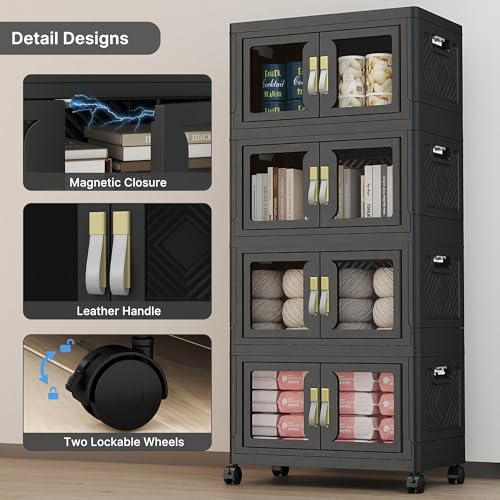 Stackable Storage Bins with Doors & Lids & Wheels - Image 5