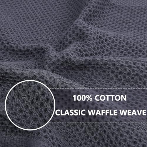 Homaxy 100% Cotton Waffle Weave Kitchen Dish Towels 12-Pack, Dark Grey - Image 2