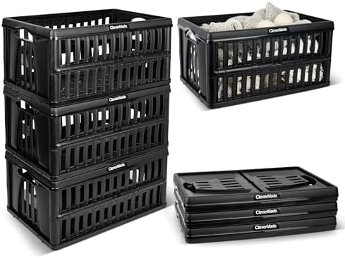 CleverMade Collapsible Utility Crates, 60L Storage Crate, 3 Pack by CleverMade
