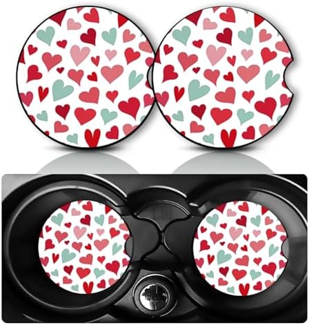 2Pack Pink Heart Car Cup Holder Coaster Neoprene Car Coasters by YGQZYYQ