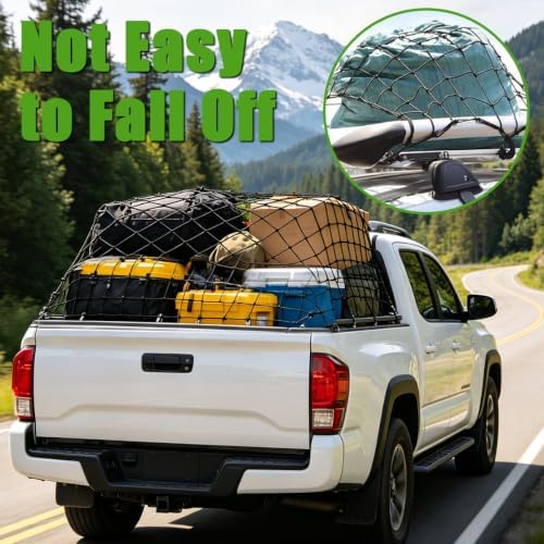 4' x 6' Cargo Net for Pickup Truck Bed Stretches to 6' x 12' Heavy Duty Roof - Image 5