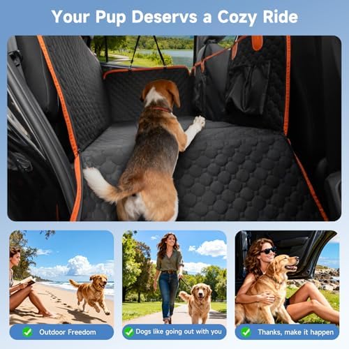 Dog Car Seat Cover for Back Seat Waterproof Oxford Fabric, Hard Bottom Back - Image 6