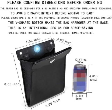 Smart LED Car Trash Can, Garbage Bag Passenger Side Back Seat Hanging - Image 2