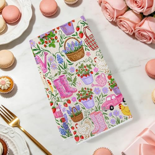 2 Pcs Farm Animals Kitchen Towels, Chicken Soft Absorbent Hand Tea Towel - Image 2