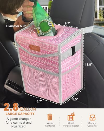 Pritent Car Trash Can with Lid Leakproof Car Garbage Bag Vehicle Trash Bin - Image 2
