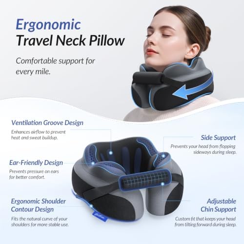 ZIKEE Travel Pillow for Airplane, Adjustable Chin Support for Stable Sleep - Image 4