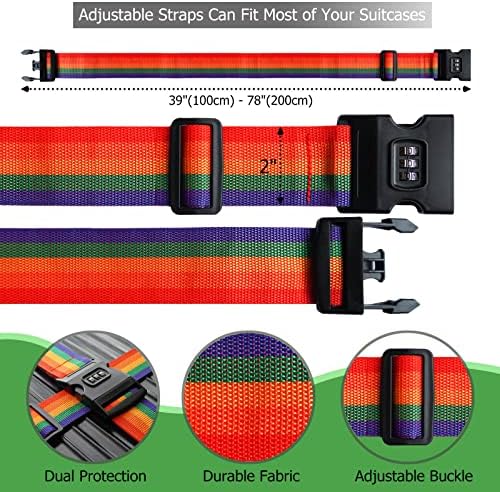 2 PCS Luggage Strap 78" x 2" Suitcase Belts Wide Adjustable Packing Straps - Image 3