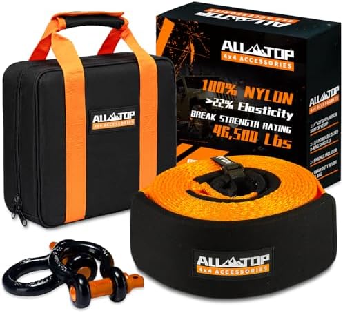 ALL-TOP Extreme Duty Tow Strap Recovery Kit: 4inch x 20ft 100% Nylon and 22% by ALL-TOP4X4