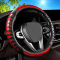 3D Massage Red Carbon Fiber Leather Steering Wheel Cover, 14.5-15 Inch Non-Slip by ExquisiteCarAccessories
