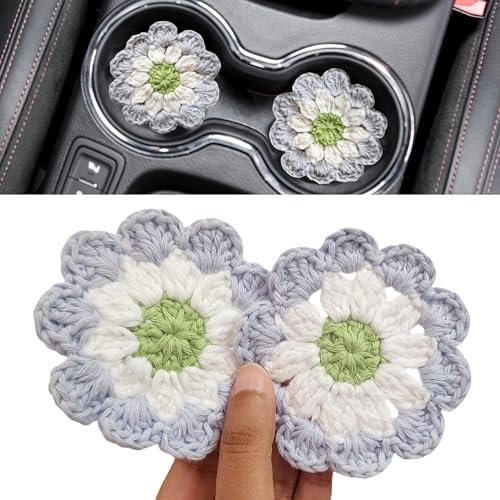 Cotton Car Coasters 2pc Car Cup Coasters Cute car Accessories by HandmadeByUruba