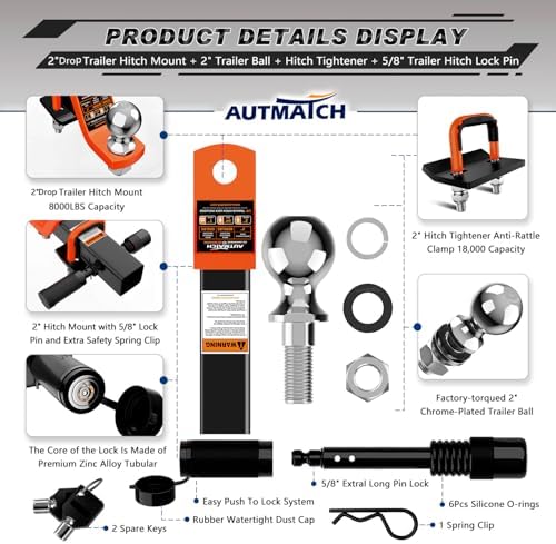 AUTMATCH Trailer Hitch Ball Mount - Image 2